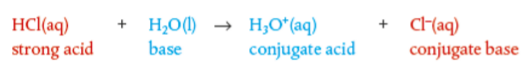 Machine generated alternative text:I-IC1(aq) + ‘120(1) —. H30(aq) + C1(aq)strong acid base conjugate acid conjugate base